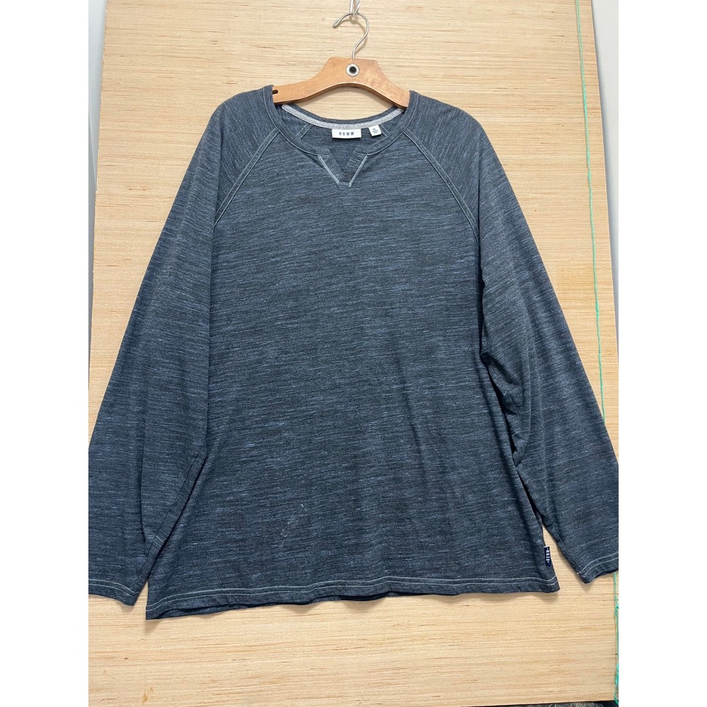 ROWM Mens‎ XL Long Sleeve Notch Neck Heathered Charcoal Grey Raglan T-Shirt